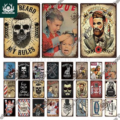 Decor Vintage Tin Signs Plaque Metal Retro Plates Cut and Shave Barber Shop Poster Iron Painting Wall Art Stickers