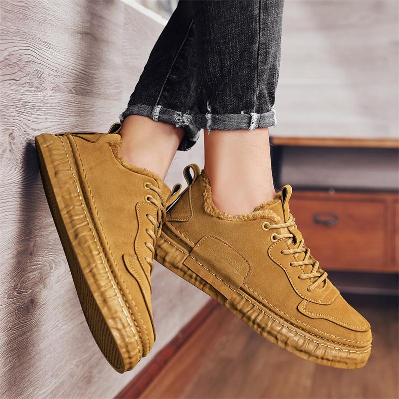 

Мужская зимняя обувь Мужская модная спортивная обувь из искусственной кожи со шнуровкой и утеплителем Низкие повседневные туфли из хлопка Botas Cuturno Masculinas 39 коричневый