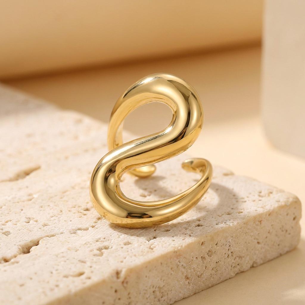 INSSGG European Haute Couture S-Shaped Minimalist Adjustable Open Ring