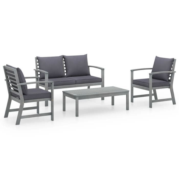 VidaXL Salon de Jardin 4 pcs avec Coussins Mobilier de Patio Meubles de Terrasse Mobilier de Jardin Meubles d'Extérieur Bois 311825