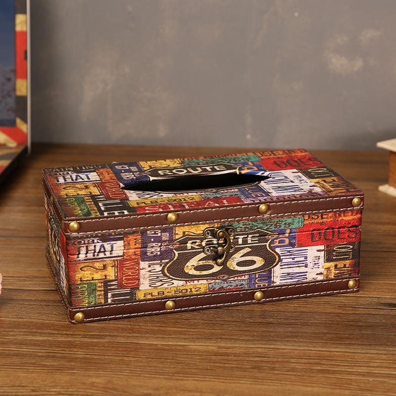 European Vintage Tissue Box Household Living Room Coffee Table Napkin Storage Box Bedroom Car Paper Box