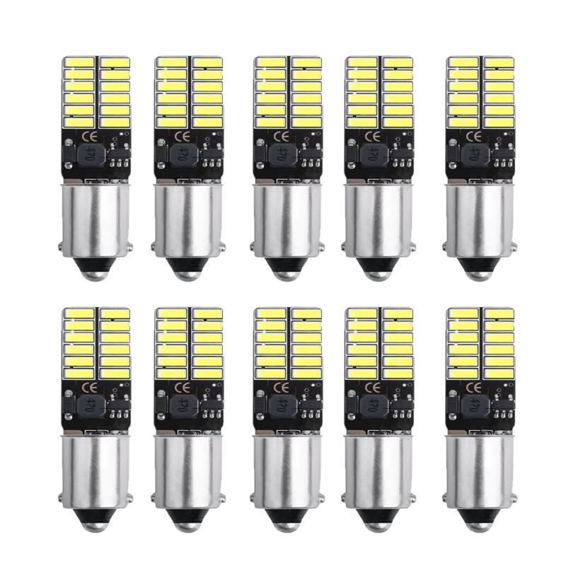2/10pcs BA9S Car LED CANBUS Bulbs Error Free 24LED For Car Side Wedge Light Interior Signal Lamp 12v Universal White