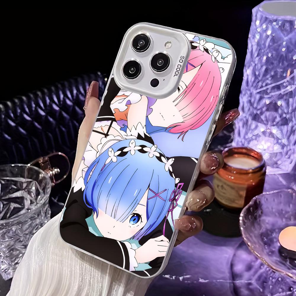 

ReZero Rem Ram White Translucent Mobile Phone Case for iPhone 17 16 15 14 13 12 11 X XR XS Air Pro Max Plus Colorful Cover iPhone 16 Pro