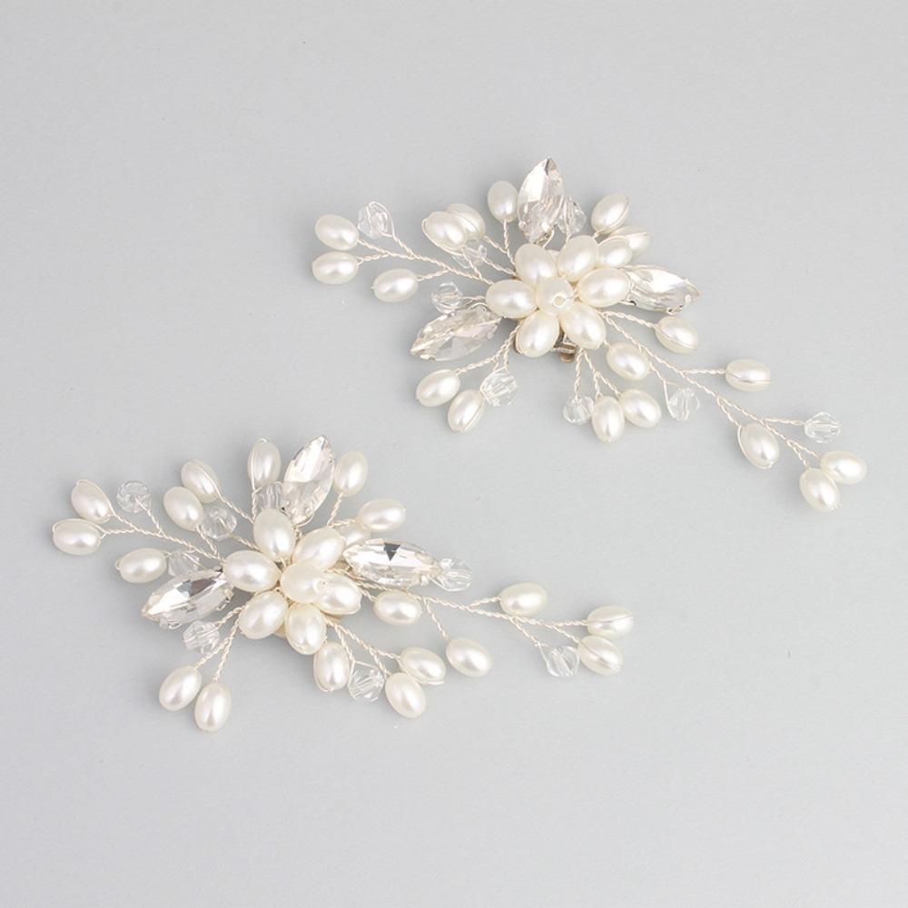 Модная Пряжка для Обуви со Стразами и Жемчугом в Форме Цветка с Металлическим Зажимом Высококлассные Аксессуары для Обуви Летние Украшения для Обуви на Высоких Каблуках