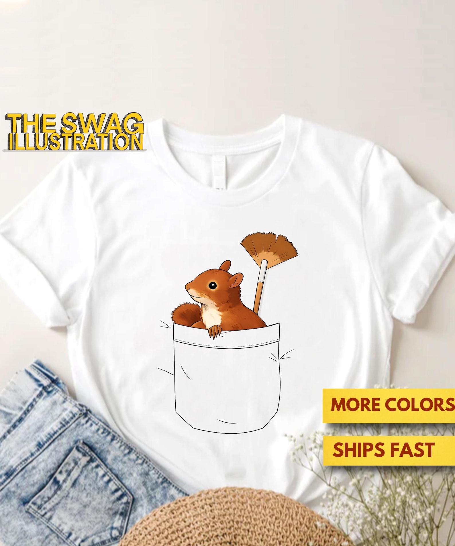 The Pocket Squirrel Bob Ross Meme Shirt, Cute Happy Little Squirrel Shirt, Painting & Animal Lovers GifT shirt, Happy Little Trees Soft Tee 4XL