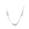 Minimalist Silver Snake Bone Chain Necklace with Bow Accent
