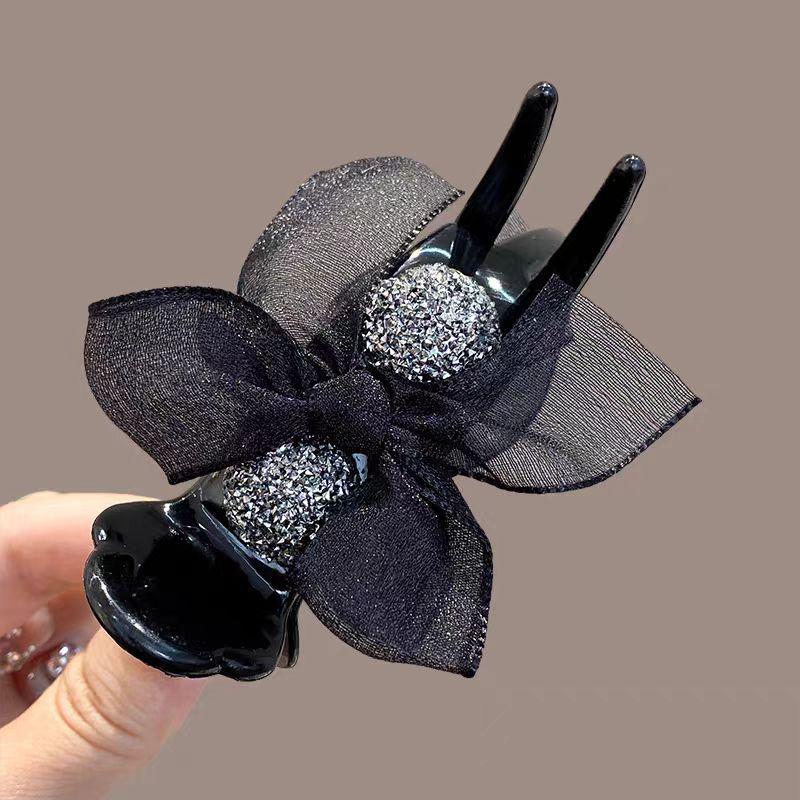 Rhinestone Bow Bun Claw Clip, High-End Ponytail Hair Accessory for Women, 2025 New Arrival.