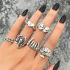 Vintage Hand Carved Ring Skeleton Tooth Butterfly Love Versatile Jewelry Ring Set