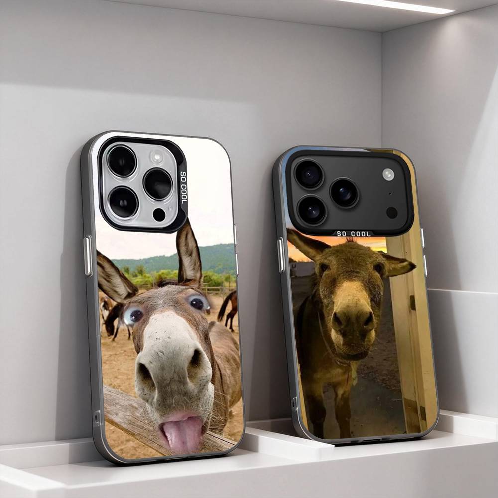 Funny Donkey Cute For iPhone 11,12,13,14,15,16,17,Pro,Max,Plus,E,Air,Mini Phone Case IMD Matte Black