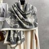 Women S Cat Silhouette Printed Double Sided Faux Cashmere Warm Scarf