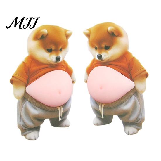 Anti-collision Sticker 1 Pair 3D Belly Dog Anxiety Stress Relief Elastic Tummy Cartoon Puppy Decal Fat Animal