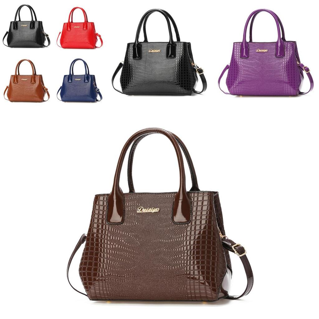 Stylish And Trendy Stone Texture Large Capacity Shoulder Bag For Women In Black Red Yellow Blue Purple And Coffee