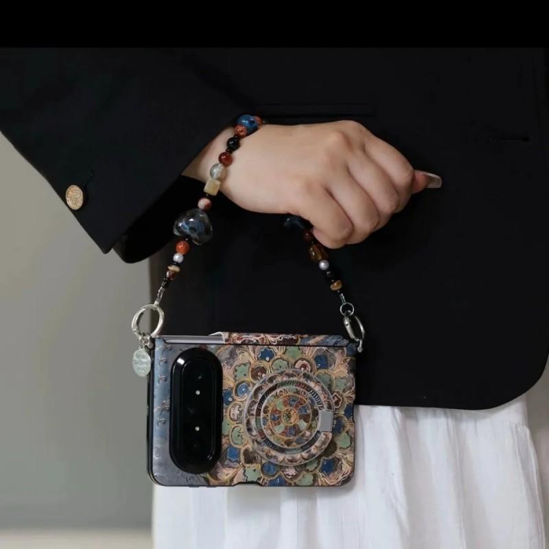 Dunhuang Ethnic Style Phone Case Pura X MAX Foldable With Magnetic Stand PC Material Anti-Shock Slip-Resistant