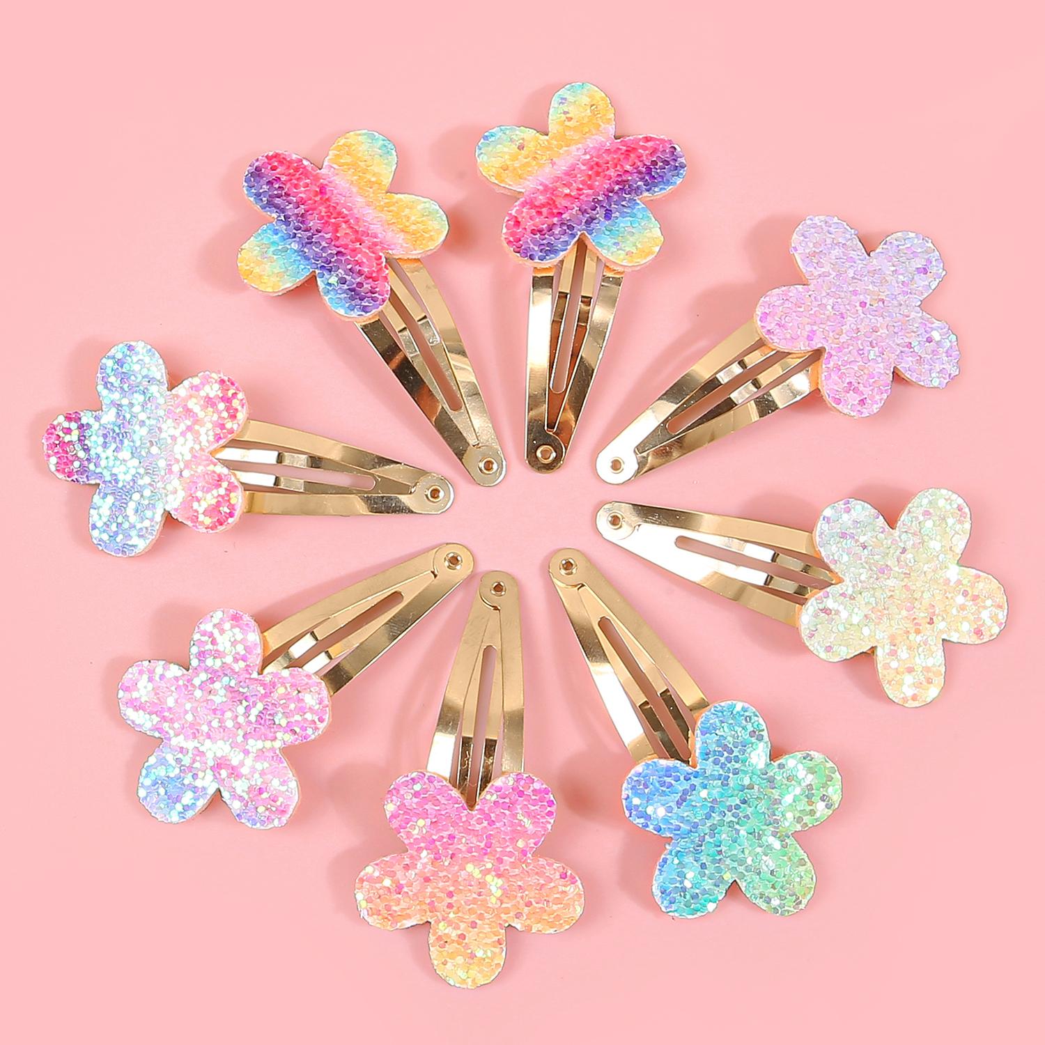 

8 шт. Милые заколки-бабочки для девочек, радужные заколки-цветы, сплав, заколка-защелка, шпильки, детские аксессуары для волос