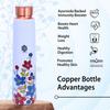 Pure Copper Designer Water Bottle with Ayurvedic Benefits Rustproof & Leakproof Copper Bottle for Home School Gym Travel Bottle Drinkware & Storage