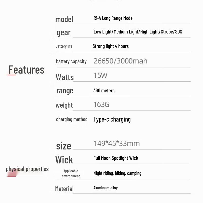 Shenhuo R1-A High-Power Rechargeable LED Flashlight
