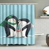 Blauer Duschvorhang mit entzückender Pinguinfamilie für die Winter-Heimdekoration Wasserdichtes Polyestergewebe Perfekte Ergänzung für das Badezimmer