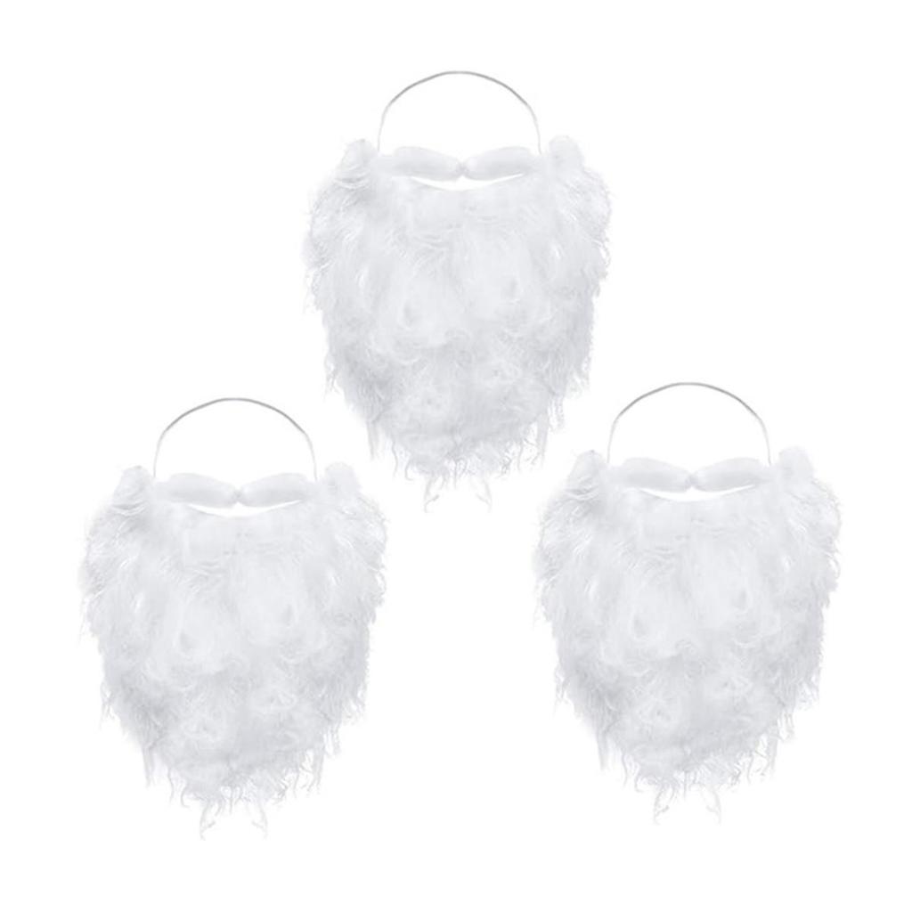 Santa Claus Beard Curly Fluffy Costume Adults/Kids Christmas Performance Santa Fake White Handlebar Mustache for Cosplay Party