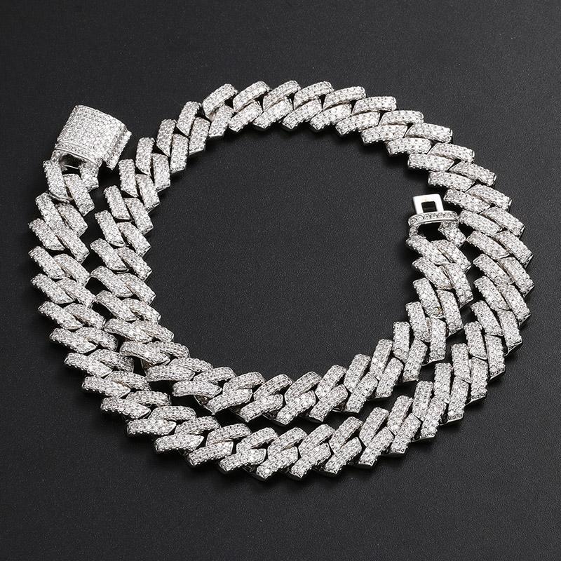 RQ 14mm Lodowy Mikro Pave Cyrkonia Kostka Łańcuch Naszyjnik Z Zapięciem Pudełkowym Hip Hop Moda Biżuteria Prezent Mężczyźni Kobiety