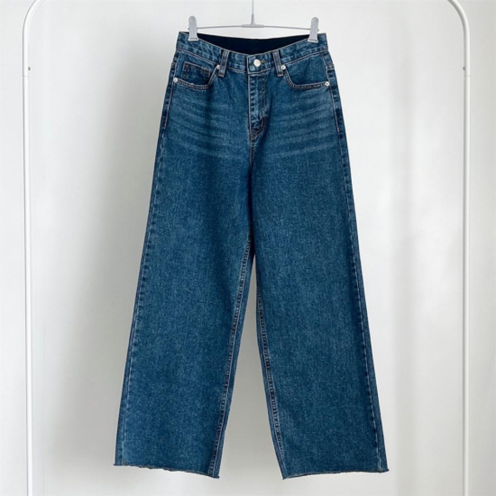 New Arrivals Open Run Women Stretch Denim Wide Fit Cat Washing Jeans Medium Blue
