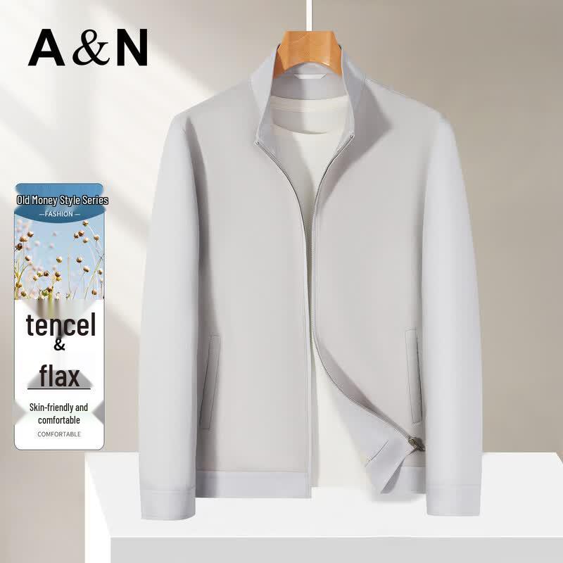 Antonio Men s Tencel Linen Blend Business Casual Stand Collar Jacket M /(170/88A)