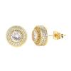 Luxury Personality Ultra-gleaming Geometry Round Full Zircon Stud Earrings For Men Women Classic Couple Earrings Jewelry Gifts