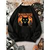 Men's Halloween Spooky Graphic Crewneck Sweatshirt, Black Cat Pumpkin Patch Oversized Streetwear Heavyweight Fall Casual Halloween Wear