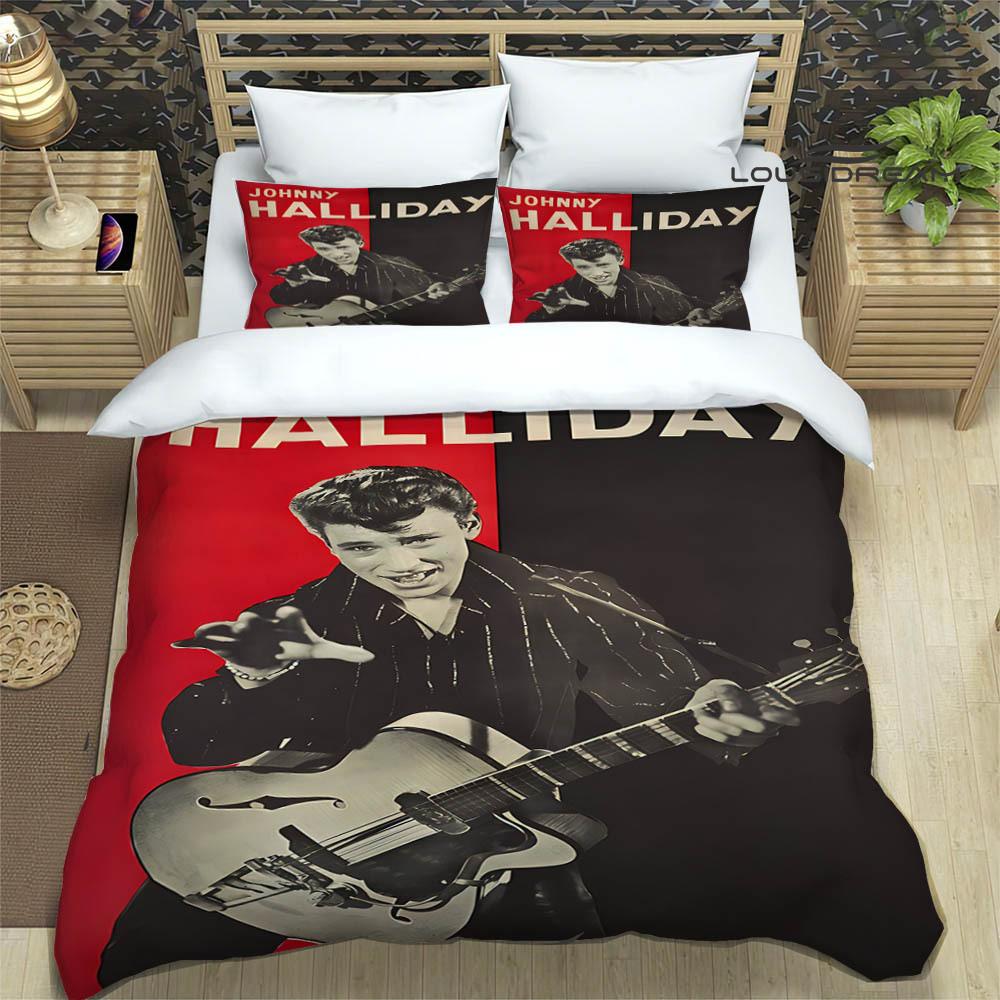 3D Johnny Hallyday bedruckte Bettwäsche-Sets exquisites Bettwaren-Set Bettbezug Steppbett-Set Bettwäsche-Set Luxus Geburtstagsgeschenk