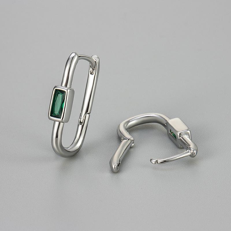 

Vintage Square Zircon Double Hoop Earrings For Women, Copper Jewelry, Classic Fashion, Full Match, Simple Pop Gifts New