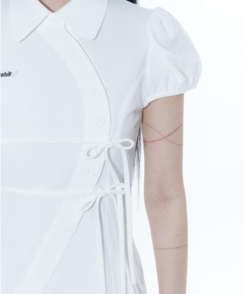 Kasiko Puff Preppy Mini Dress White