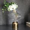Irregular Semi Transparent Glass Vase, Geometric Flower Arrangement, Glass Container, Living Room Decoration Metal Vase