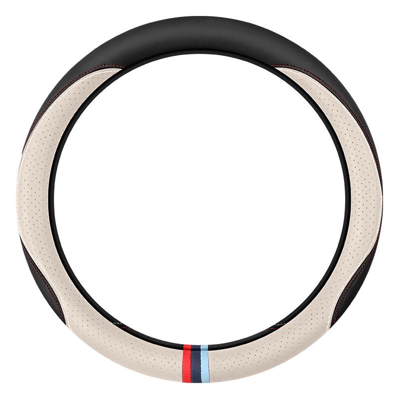 Ultra-Thin Anti-Slip Perforated Leather Steering Wheel Cover, Breathable No-Sew Design for All Seasons
