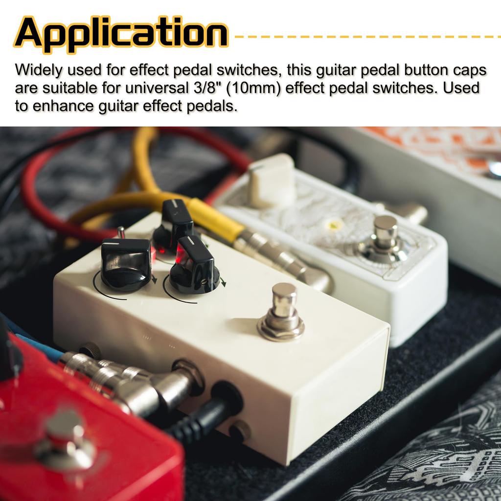 uxcell 10pcs Foot Switch Toppers Guitar Pedal Button Caps Metal Foot Switch Top Covers Multicolor for Guitar Effect Pedal Silver Black 3/8" Buttons,