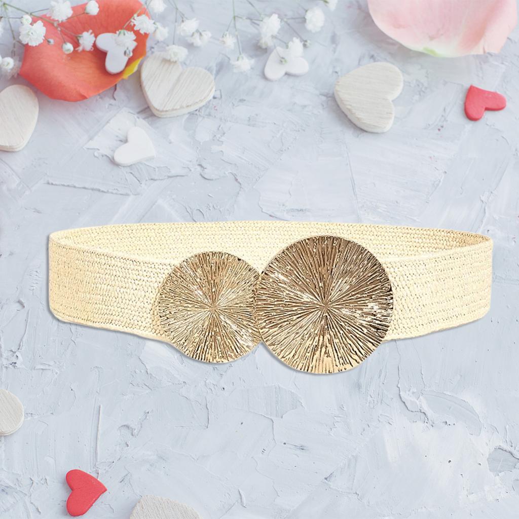Elastic Waist Belt Punk Chain for Cowboy Cowgirl Modern Golden Buckle Waist Chain Wide Belt Fashion Accessory