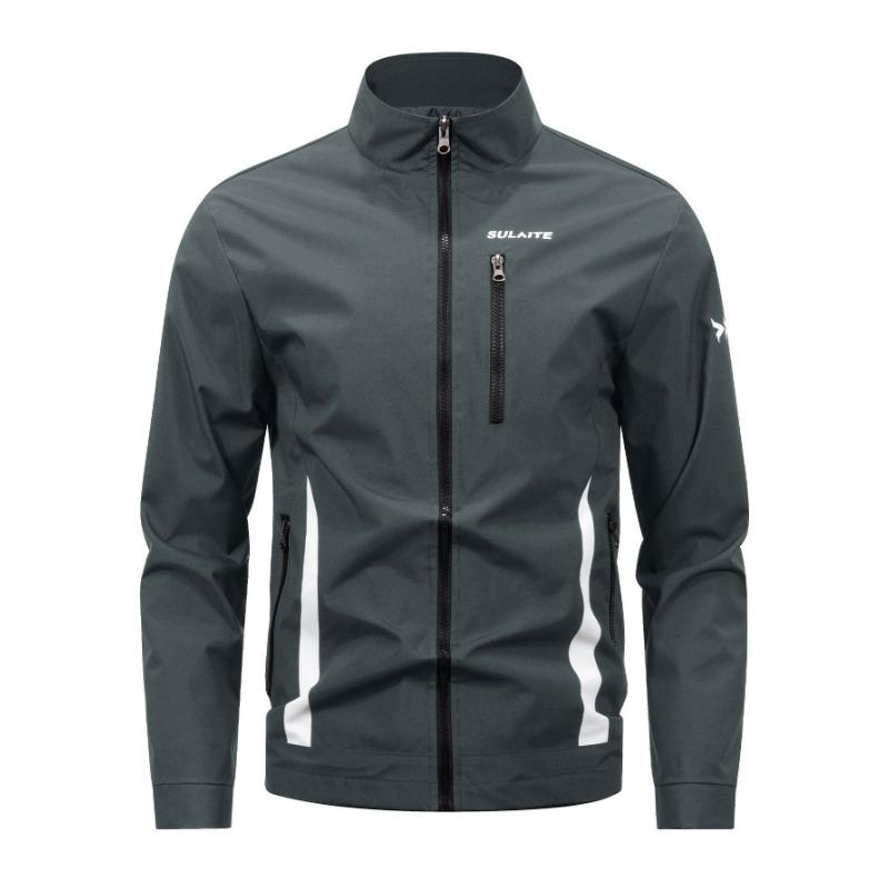 Men S Stand Collar Thin Casual Color Block Jacket