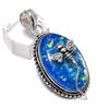 Blauer Triplett-Opal Edelstein Handgefertigt 925 Sterlingsilber Geschenk Anhänger 1,97" Q1t46