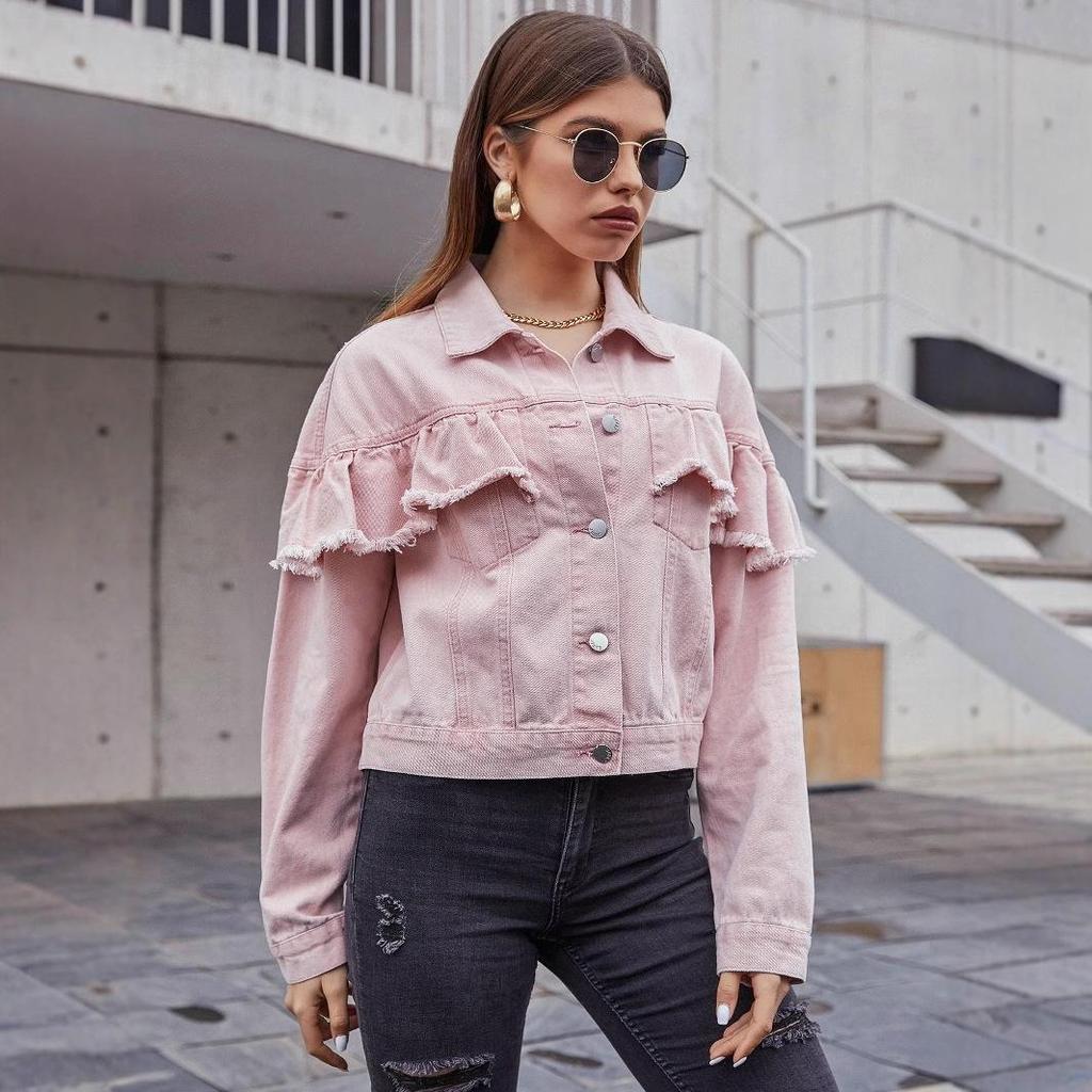 European and American Women's Casual Raw Edge Short Denim Jacket - Versatile INS Style.