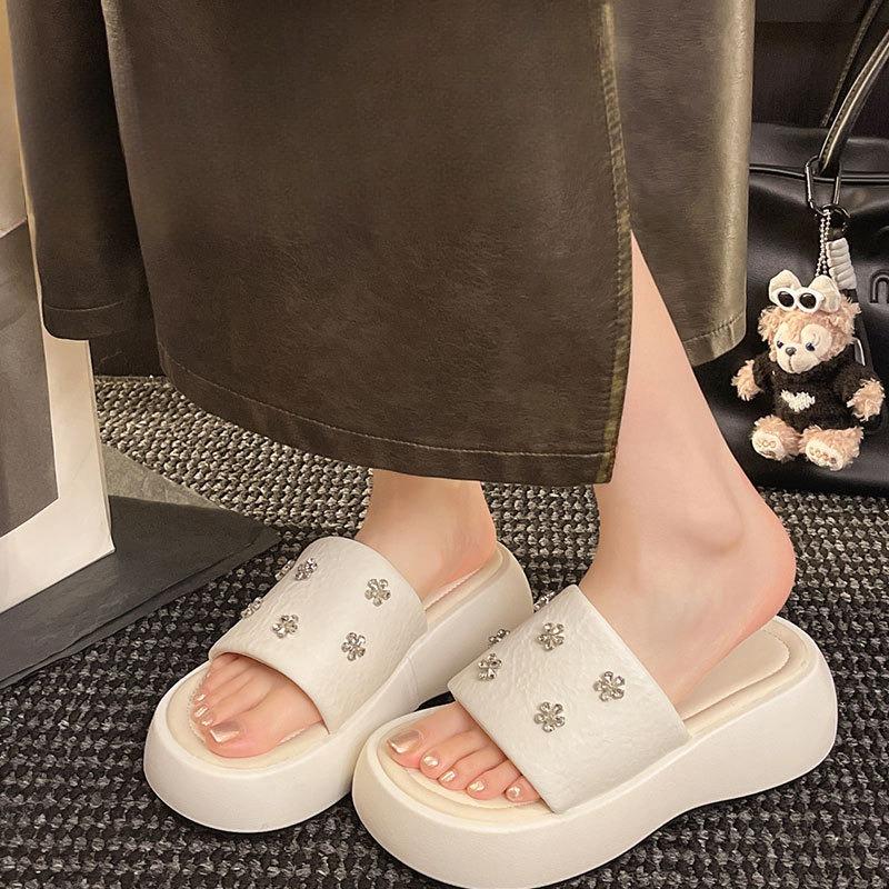 

Muffin Shoes Thick-soled Height-increasing Slippers Beach One-shoulder Flip-flops 40 чорний