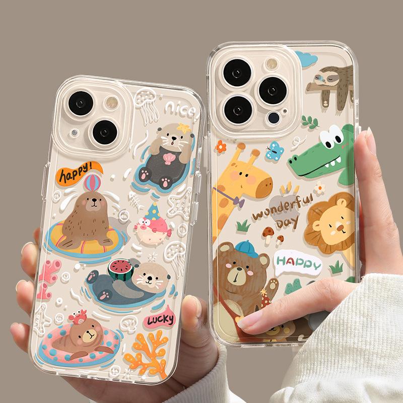 Applicable to Apple 11 mobile phone case 11 new 11 transparent 11 soft silicone 11pro female pro cute cartoon max love