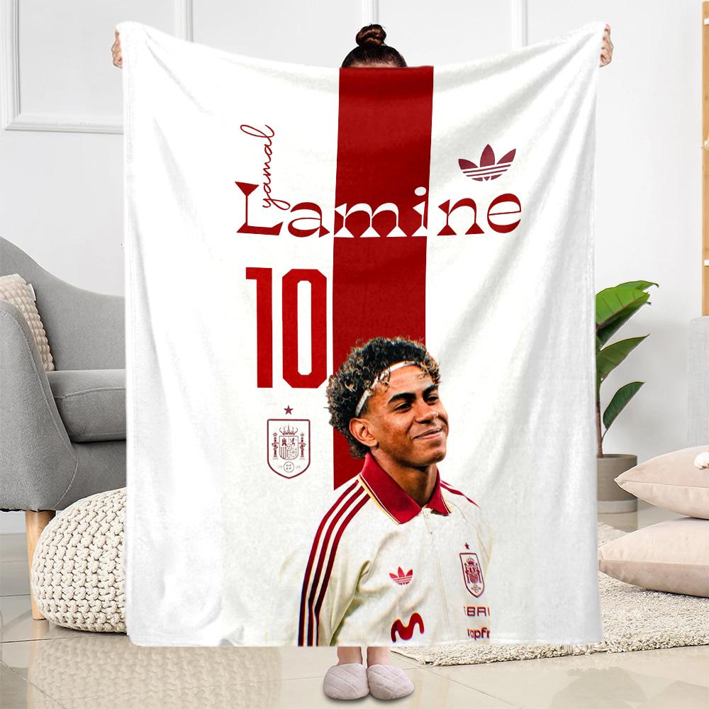 Lamine Yamal's Zukunfts-Fußball-Decke Ultra-Weich Toll für Bett Bürostuhl Büro für Alle Jahreszeiten Verspieltes Design Geburtstag Weihnachtsgeschenk Decke