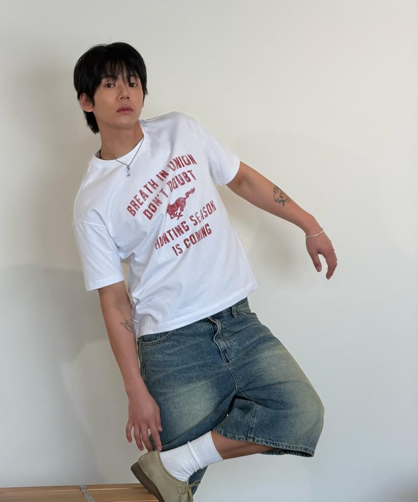 AMOU Vintage Horse Half T-Shirts White