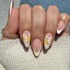 Summer French Almond-Shaped Press-On Nails with Fresh Flower Design