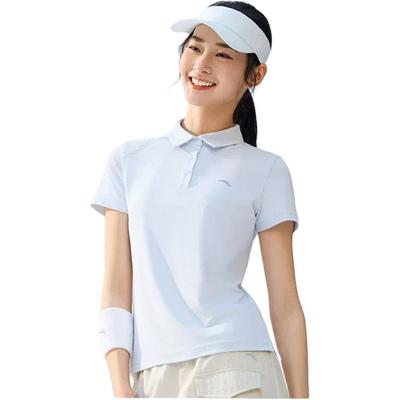 Bequemes Einfaches Vielseitiges Einfarbiges Slim-Fit Leichtes Sport-Poloshirt Damenoberteile Hell-Dämmerungsblau 962527122-1