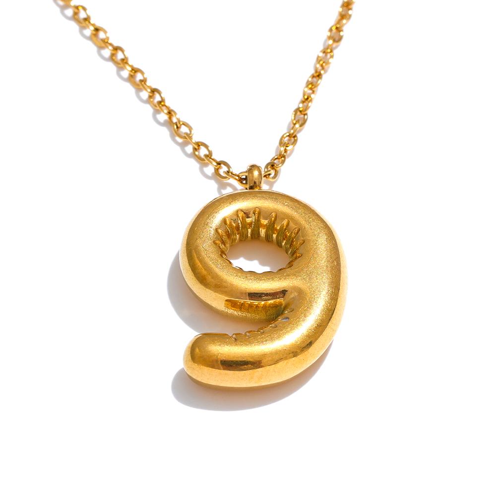 

Yhpup Wholesale Stainless Steel Thick Numeral Pendant Necklace PVD Plate Water Resistant Metal Trendy Versatile Jewelry