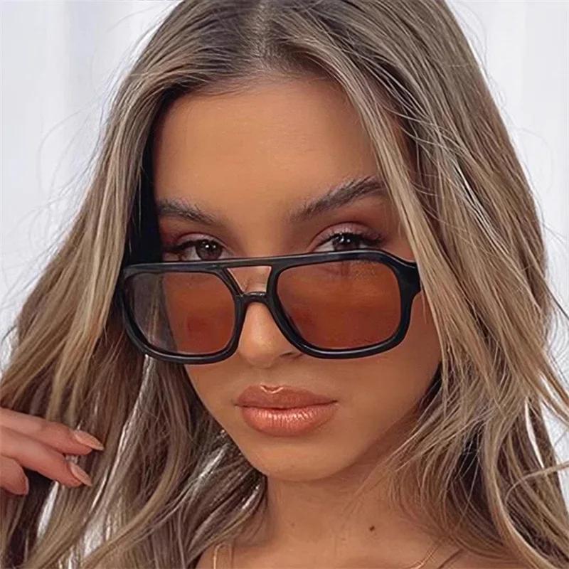 Adult Style Sunglasses Square Double New Beam Personalized Korean Version Trendy Sunglasses High-end UV Resistant