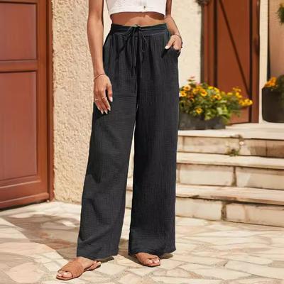 Kadın Düz Renk Günlük Bol Pantolon Pileli Moda Günlük Pantolon