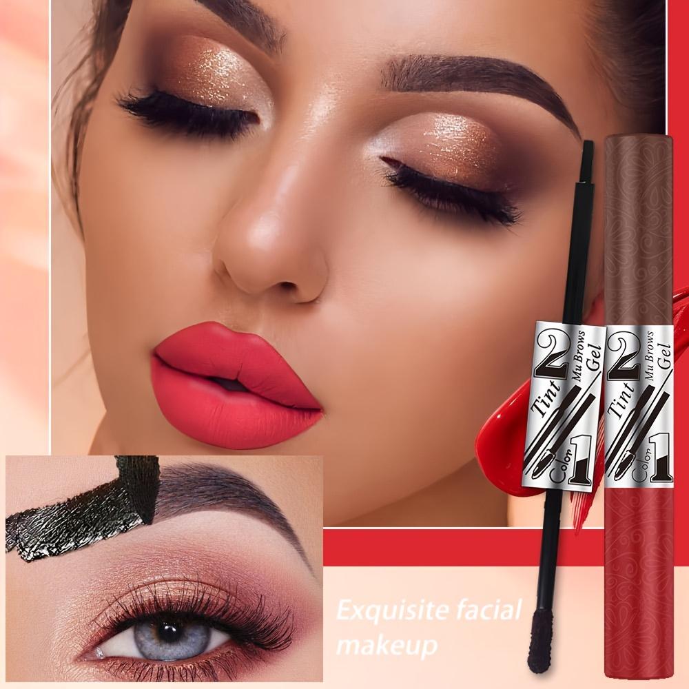 Gel per sopracciglia e tinta labbra 2 in 1 Strappabile Cosmetico Combinato Lunga Tenuta Colore Intenso Resistente al Sudore Trucco Peeling