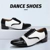 Black&White Leather Men Modern Dance Shoes Soft Soled Boy Adult Tango Salsa Latin Ballroom Dancing Shoes Heel 2.5cm
