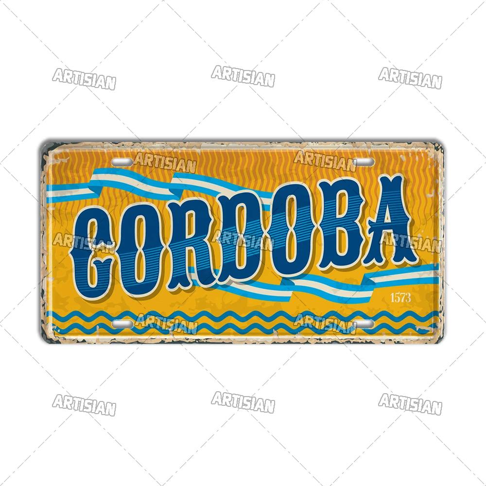 Художественная Аргентина Металлическая табличка Буэнос-Айрес Номерной знак Росарио Металлическая табличка Провинция Автомобильный номер Достопримечательность Декоративное настенное украшение 15x30cm(5.9x7.8inch)