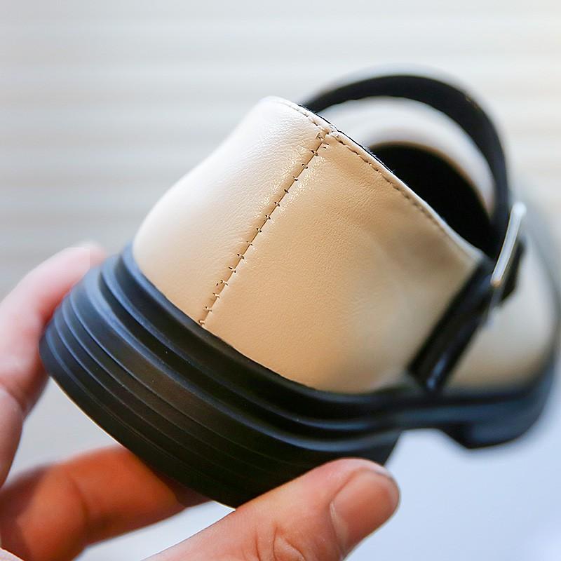 Zapatos de cuero de PU para niños, zapatos planos de charol para niñas, zapatos de princesa Vintage para escuela, color negro y Beige